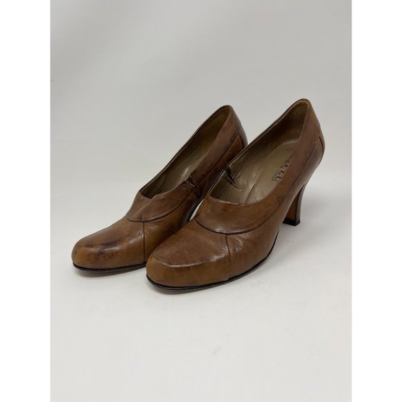 Anyi Lu Size 5.5 Euroupe 36‎ Chestnut Rustic Brown Soul Heel Leather Italy 2 1/2 - Picture 2 of 6